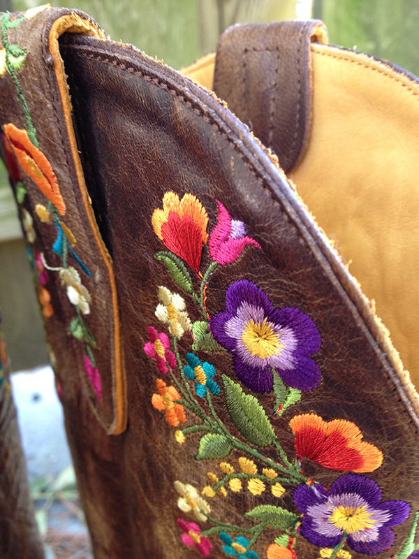 flower embroidered cowboy boots